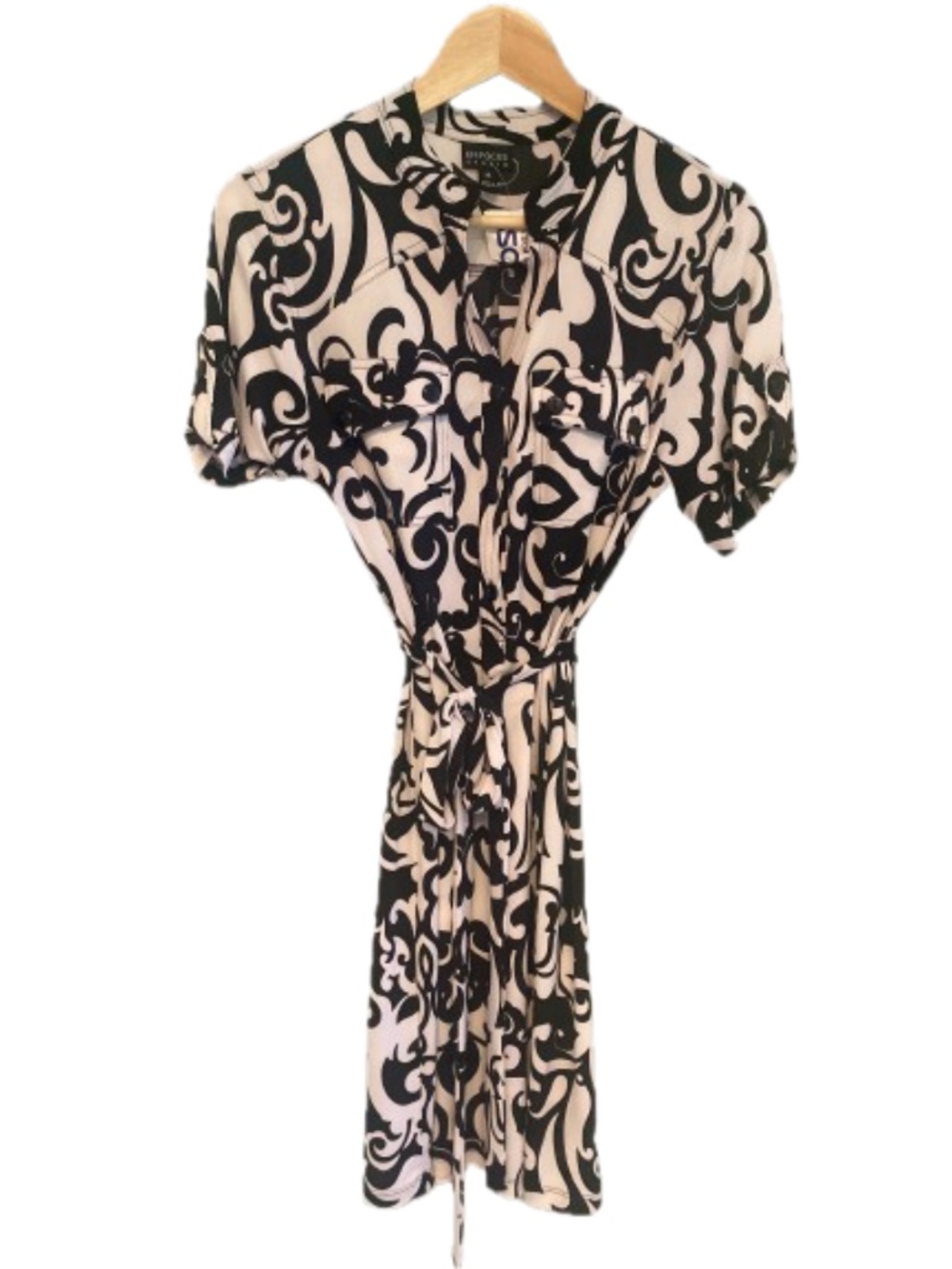 Enfocus Studio Black & White Patterned Wrap Dress